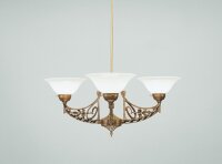 Kronleuchter Messing Glas Weiß E27 L:78 cm Premium
