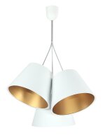 Pendelleuchte Wei&szlig; Gold Stoff 3xE27 Retro Esstisch