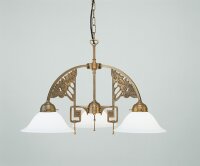 Kronleuchter Messing Opal Glas E27 L:66 cm wohnlich