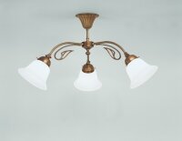 Deckenleuchte Echt-Messing Glas Weiß E27 L:68 cm edel