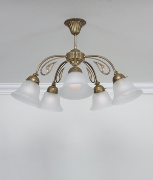 Deckenlampe Messing Glas Weiß E27 L:72 cm stilvoll