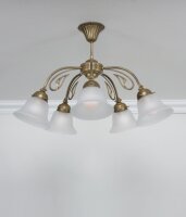 Deckenlampe Messing Glas Weiß E27 L:72 cm stilvoll