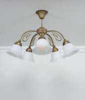 Deckenlampe Messing Glas Weiß E27 L:72 cm wohnlich
