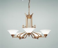 Kronleuchter Messing Opal Glas E27 L:92 cm stilvoll