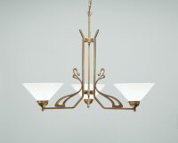 Kronleuchter Messing Opal Glas E27 L:88 cm wohnlich