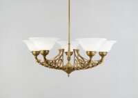 Kronleuchter Messing Glas Weiß E27 L:78 cm...