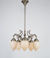 Kronleuchter Messing Glas Elfenbein E27 L:56 cm edel