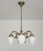 Kronleuchter Messing Opal Glas E27 L:54 cm stilvoll