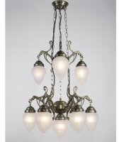 Kronleuchter Messing Glas Weiß Matt E27 L:64 cm fein