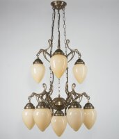 Kronleuchter Messing Glas Elfenbein E27 L:66 cm fein