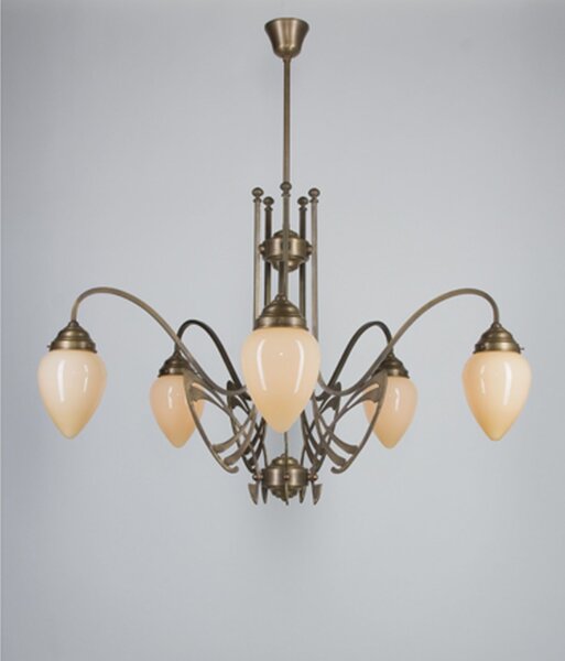 XXL Kronleuchter Messing Glas Elfenbein E27 L:100 cm