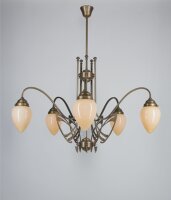 XXL Kronleuchter Messing Glas Elfenbein E27 L:100 cm