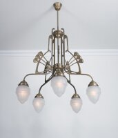 Kronleuchter Messing Glas Weiß Matt E27 76 cm blendarm