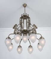 Kronleuchter Messing Glas Weiß Matt E27 80 cm blendarm