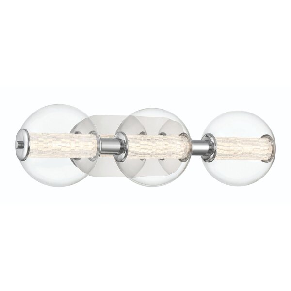 LED Wandlampe Badezimmer B: 63,1 cm Chrom IP44 Glas Metall