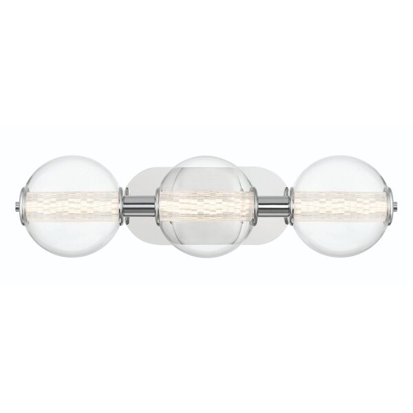 LED Wandlampe Badezimmer B: 63,1 cm Chrom IP44 Glas Metall