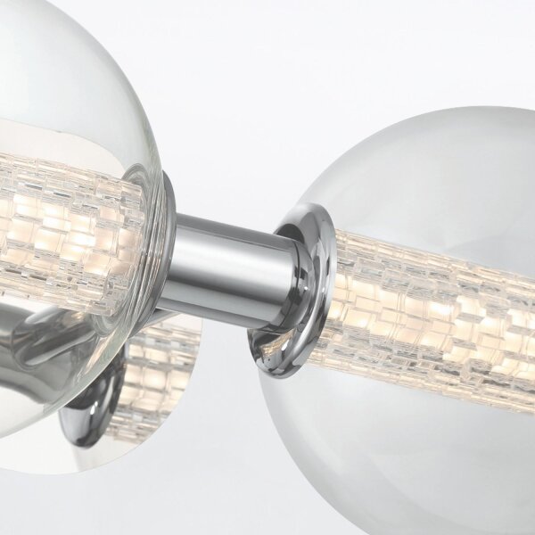 LED Wandlampe Badezimmer B: 63,1 cm Chrom IP44 Glas Metall