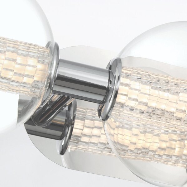 LED Wandlampe Badezimmer B: 63,1 cm Chrom IP44 Glas Metall