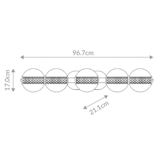 LED Wandlampe IP44 96,7 cm breit 3000 K Metall Glas Bad