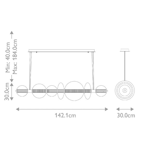 Hängelampe LED B: 142,1 cm groß Metall Glas in Gold