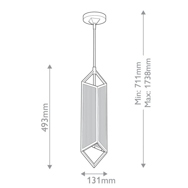 Hängelampe Metall Glas 13 cm breit H: max. 168,2 cm E27