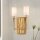 Wandlampe Metall Stoff 45,7 cm hoch 2x E14 Blattgold Weiß