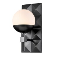 Wandlampe Bad Metall Glas 30,5 cm hoch IP44 Schwarz Wei&szlig;