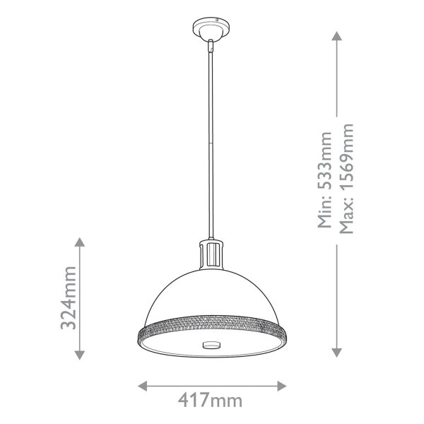Hängelampe Metall D: 41,6 cm H: max. 154,3 cm E27