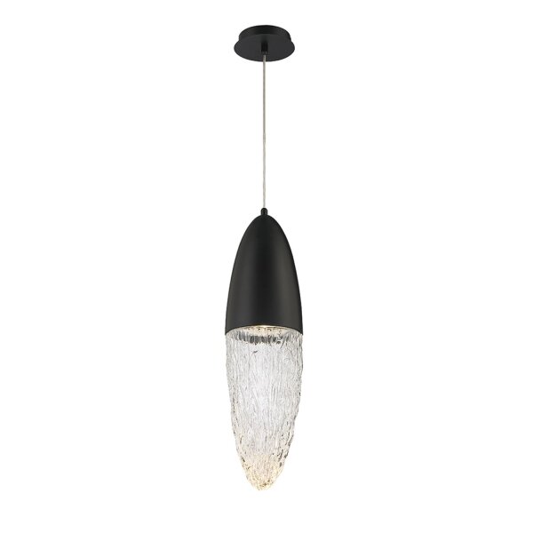 Hängelampe Metall Glas B: 16,5 cm inkl. GU10 LED Schwarz