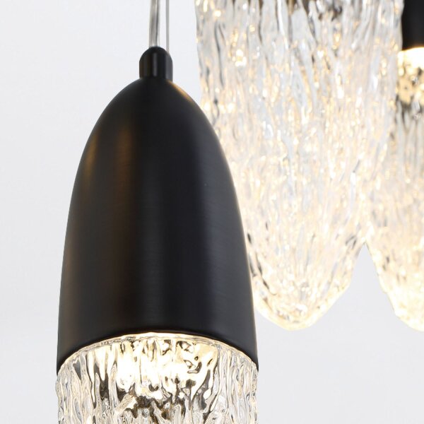 Hängelampe Metall Glas B: 16,5 cm inkl. GU10 LED Schwarz