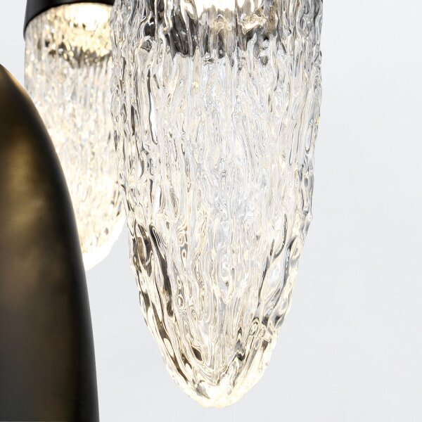 Hängelampe Metall Glas B: 16,5 cm inkl. GU10 LED Schwarz
