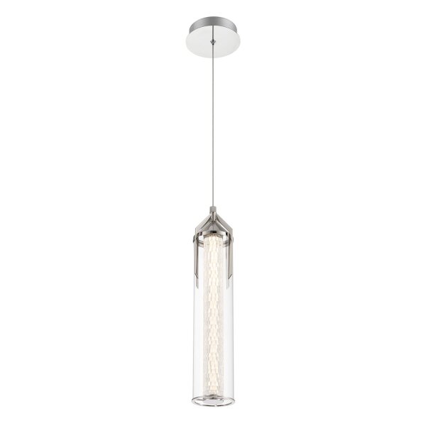 Hängelampe LED Metall Glas in Chrom B: 15 cm schmal