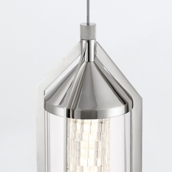 Hängelampe LED Metall Glas in Chrom B: 15 cm schmal