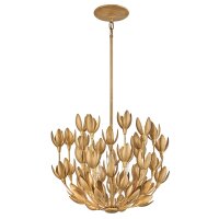 Hängelampe Metall B: 50,8 cm in Gold _Floral...