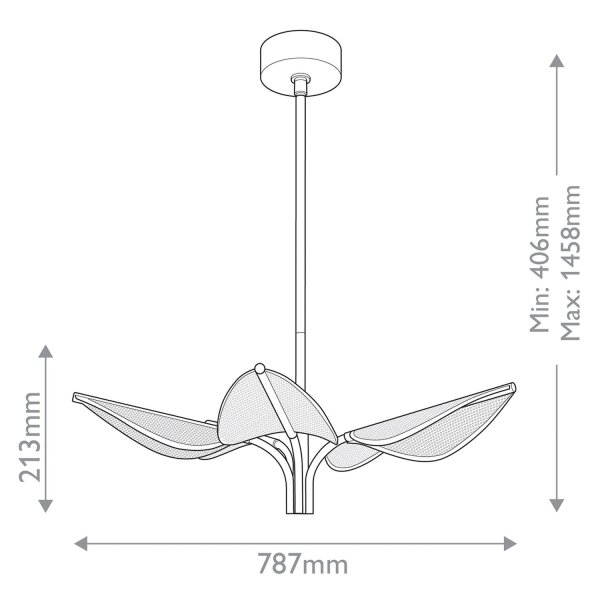 LED Hängelampe in Messing B: 78,7 cm H: max. 143,2 cm Modern