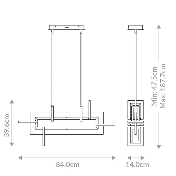 Moderne Pendelleuchte LED Schwarz Weiß B: 84 cm 3000 K