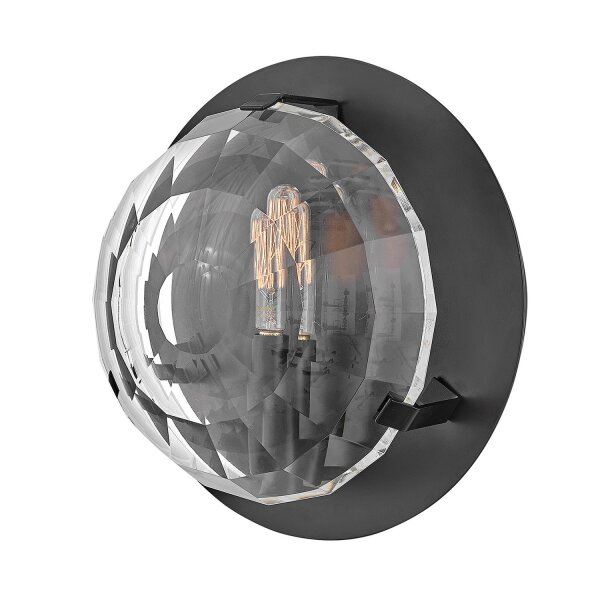 Wandleuchte Schwarz klein Ø 22 cm rund Metall Glas E14