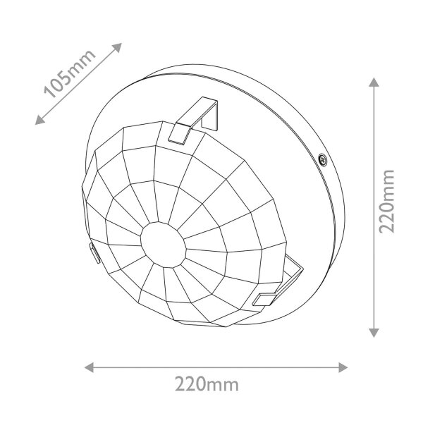 Wandleuchte Schwarz klein Ø 22 cm rund Metall Glas E14
