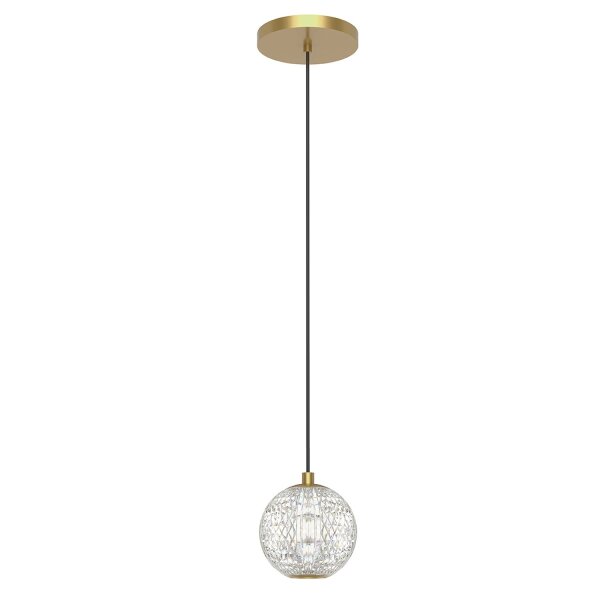 LED Pendelleuchte Kugelschirm Ø 11,1 cm in Messing 3000K