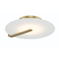 LED Deckenleuchte Glas Metall &Oslash; 43,2 cm rund in Wei&szlig; Gold