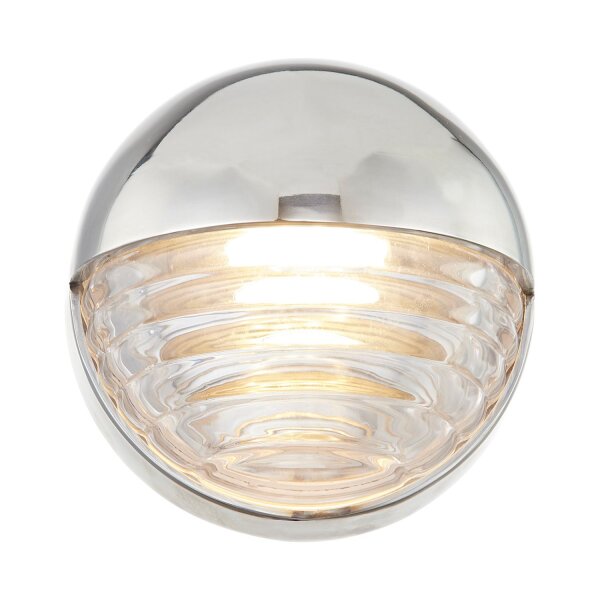 Wandlampe LED rund Ø 14,3 cm Metall Glas in Nickel poliert