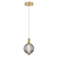 LED Pendelleuchte Kugelschirm &Oslash; 15,2 cm schmal Rauchglas
