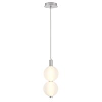 LED H&auml;ngelampe Wei&szlig; Nickel &Oslash; 15,2 cm Kugel Schirm Glas Metall