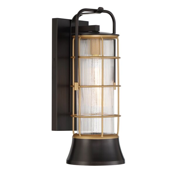 Wandlampe außen Maritim H: 41,1 cm IP44 Schwarz Gold E27