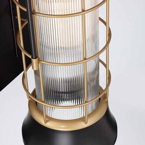 Wandlampe außen Maritim H: 41,1 cm IP44 Schwarz Gold E27