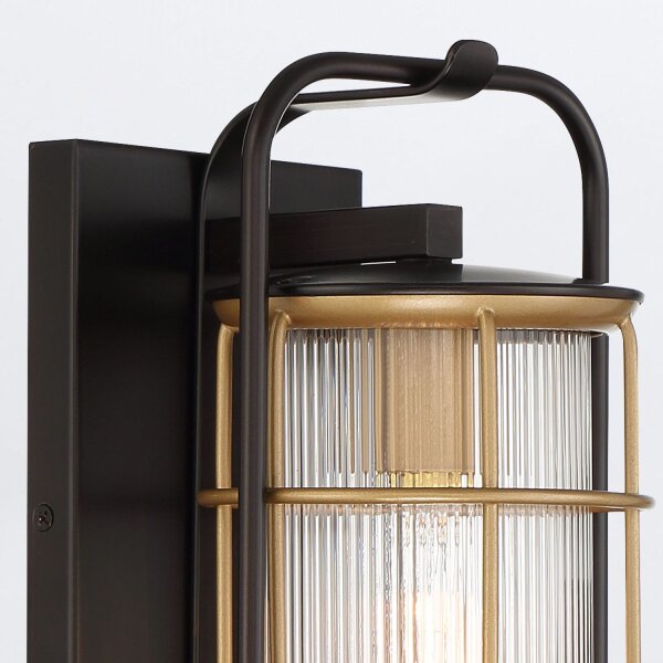 Wandlampe außen Maritim H: 41,1 cm IP44 Schwarz Gold E27