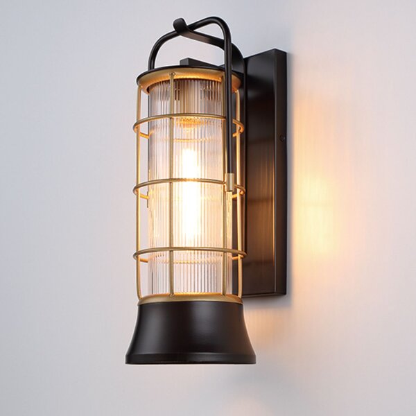 Wandlampe außen Maritim H: 41,1 cm IP44 Schwarz Gold E27