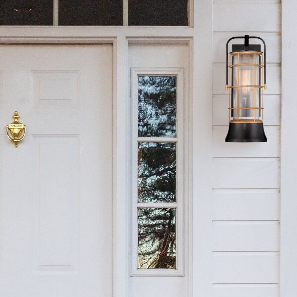 Wandlampe außen Maritim H: 41,1 cm IP44 Schwarz Gold E27