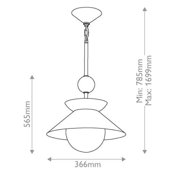 Hängelampe Metall Glas Ø 36,6 cm H: max. 162,9 cm E27