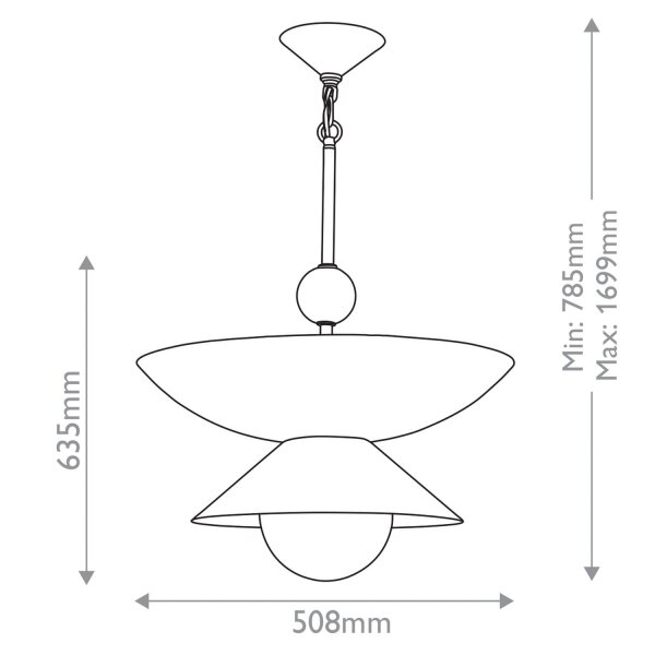 Pendelleuchte Metall Glas rund Ø 50,8 cm 3x E14 Retro
